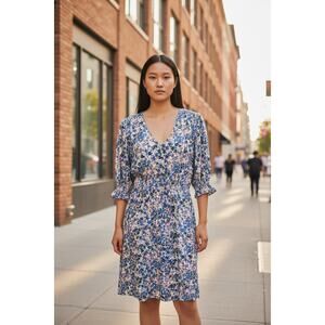 Jigsaw Floral V-Neck Tea Dress Cottage Core Size US 8 British